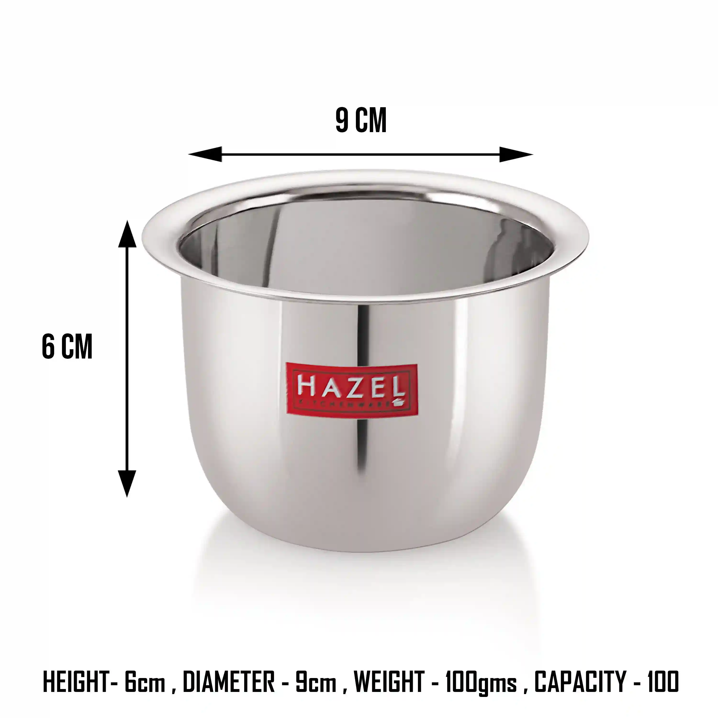 HAZEL Stainless Steel Mini Tea Glasses | Traditional Coffee Milk Serving Glass |Steel Pela Patra Set of 3, 9 cm, 100 ML, Silver