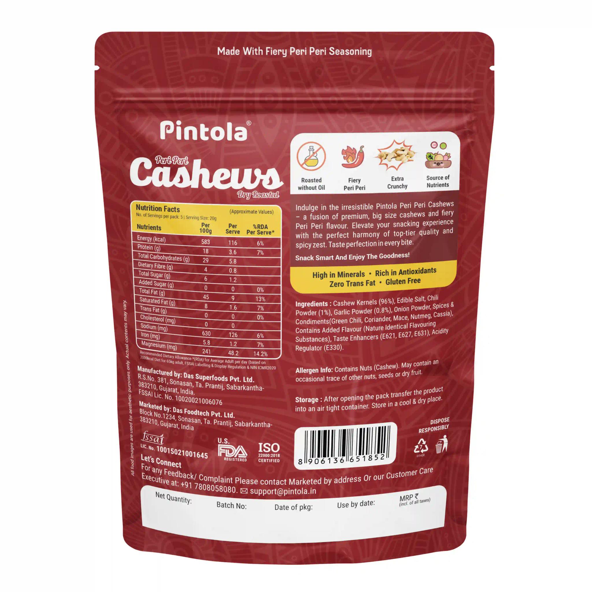 Pintola Peri Peri Cashews Dry Roasted 100g