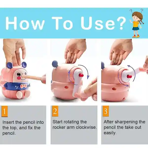 FunBlast Teddy Pencil Sharpener Machine For Kids - Pink