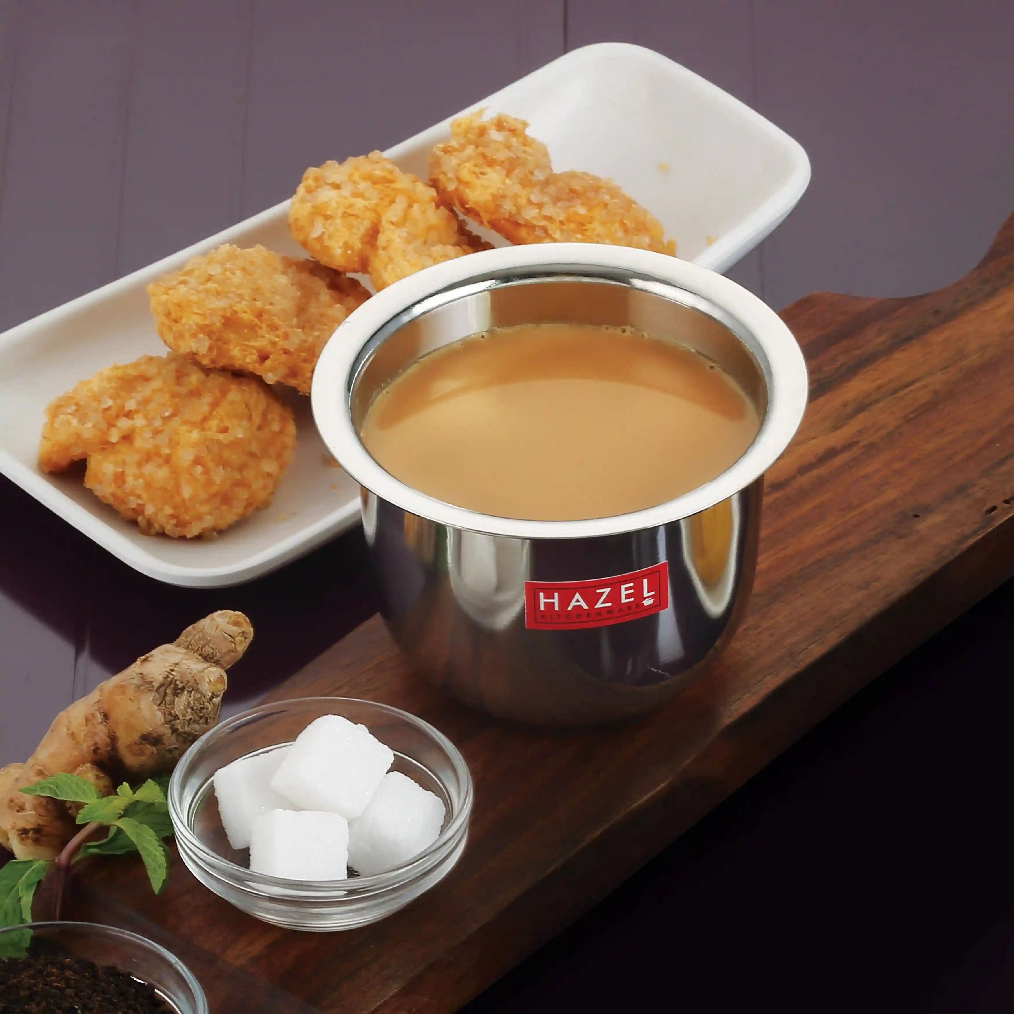 HAZEL Stainless Steel Tea Glasses Mini Traditional Design Coffee Milk Serving Glass Patra Pela, Set of 2, 9.3 cm, 200 ML, Silver