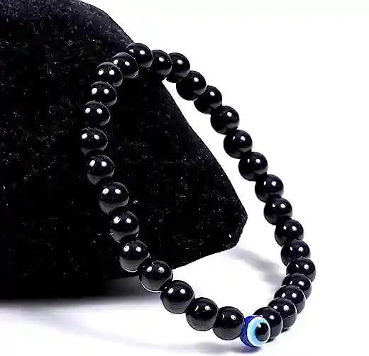 Plain Beads Bracelet  Pack of 1- Black Evil Eye