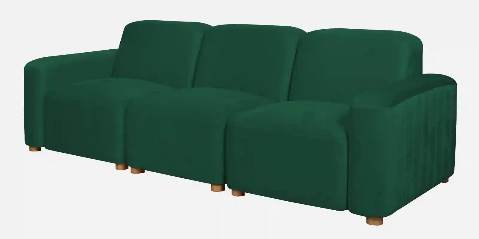 Pine Wood Polyester Fabric Teal Green 3-Seater Sofa