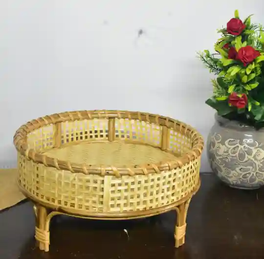 Cane Wood Round Basket