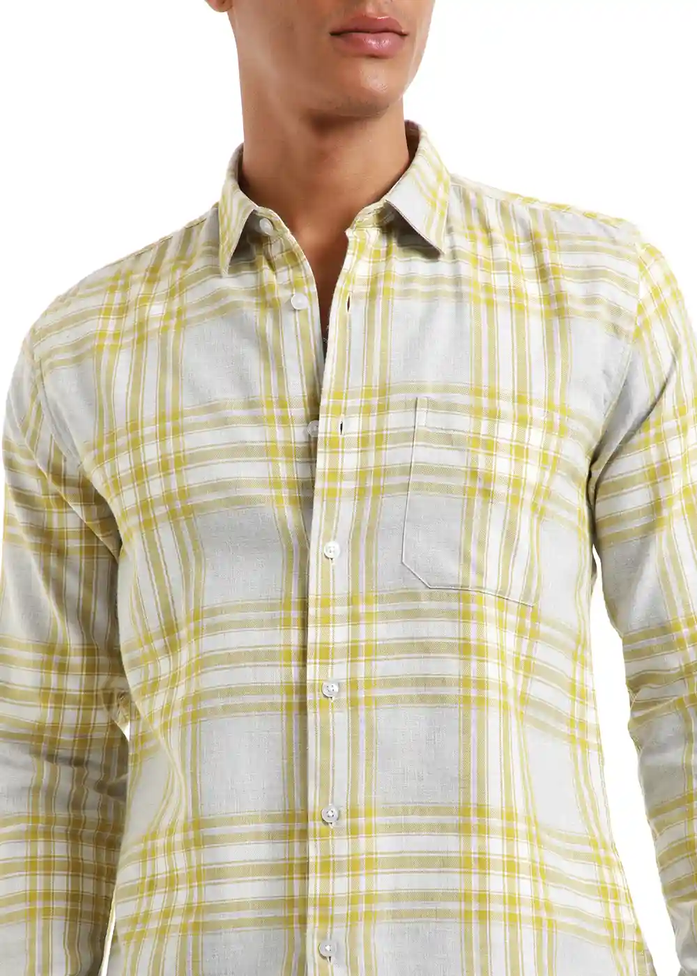 Banana Club Melange Lime Green Check Shirt- (Small)