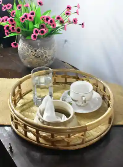 Cane Wood Round Basket