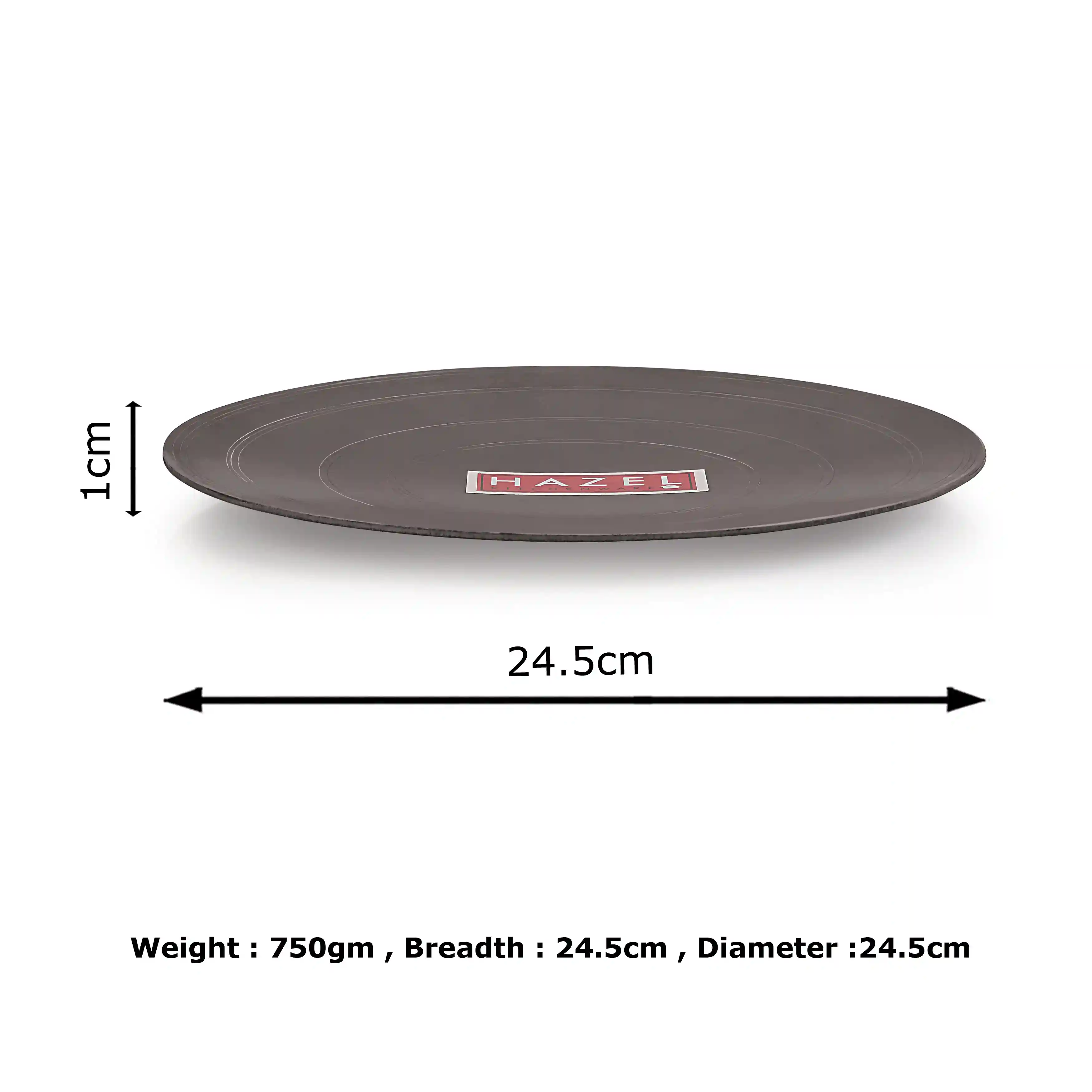HAZEL Iron Tawa Without Handle Traditional Loha/Lokhand Tawa for Dosa Roti Chapati Amboli Flat Pan, 24 cm