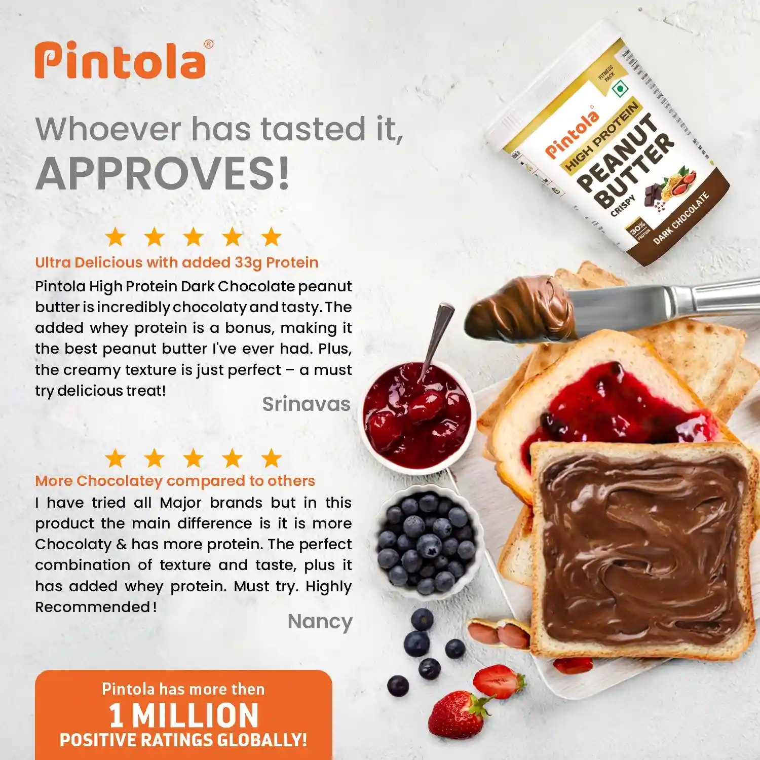 Pintola HIGH Protein DARK Chocolate Peanut Butter (Crispy, 510g)