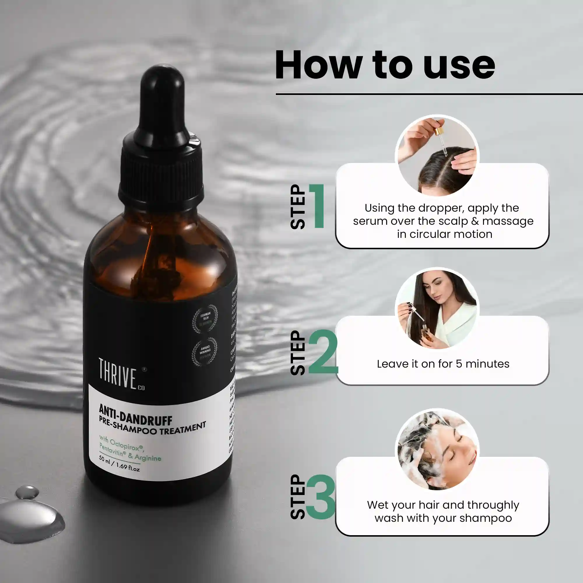 ThriveCo 'Less Dandruff, More Hair' Kit: Hair Growth Serum + Anti-Dandruff Pre-Shampoo Lotion