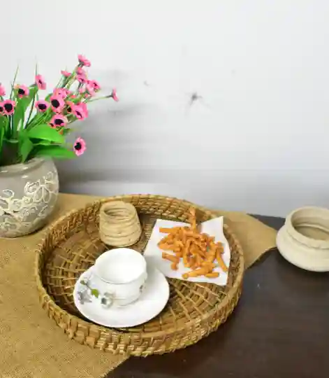 Cane Round Serving Trays