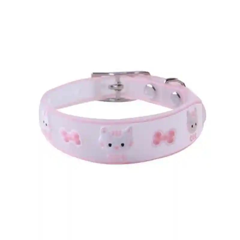 PSK PET MART Dog Cat Collar Pet White Bone Print Rubber Collar Size 10 Mm Suitable For Small Cat Kitten Dog Puppies Color Random Color