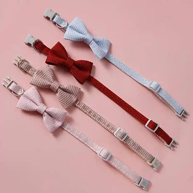 Plaid Print Pet Bow Tie Collar