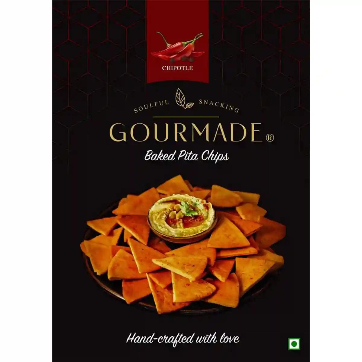 Gourmade Pita Chips Snacking Combo of 2 Olive & Herbs, 1 Chipotle (375gm)