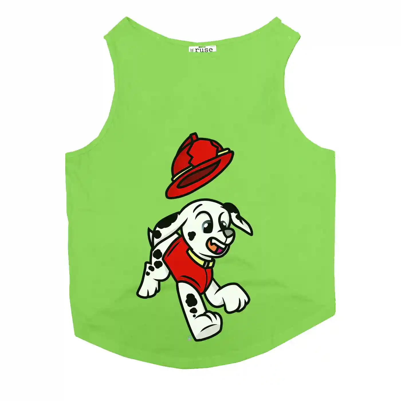 Ruse Paw Patrol Marshall Printed Dog Round Neck Vest Tank Tees For Dogs - Lime Green
