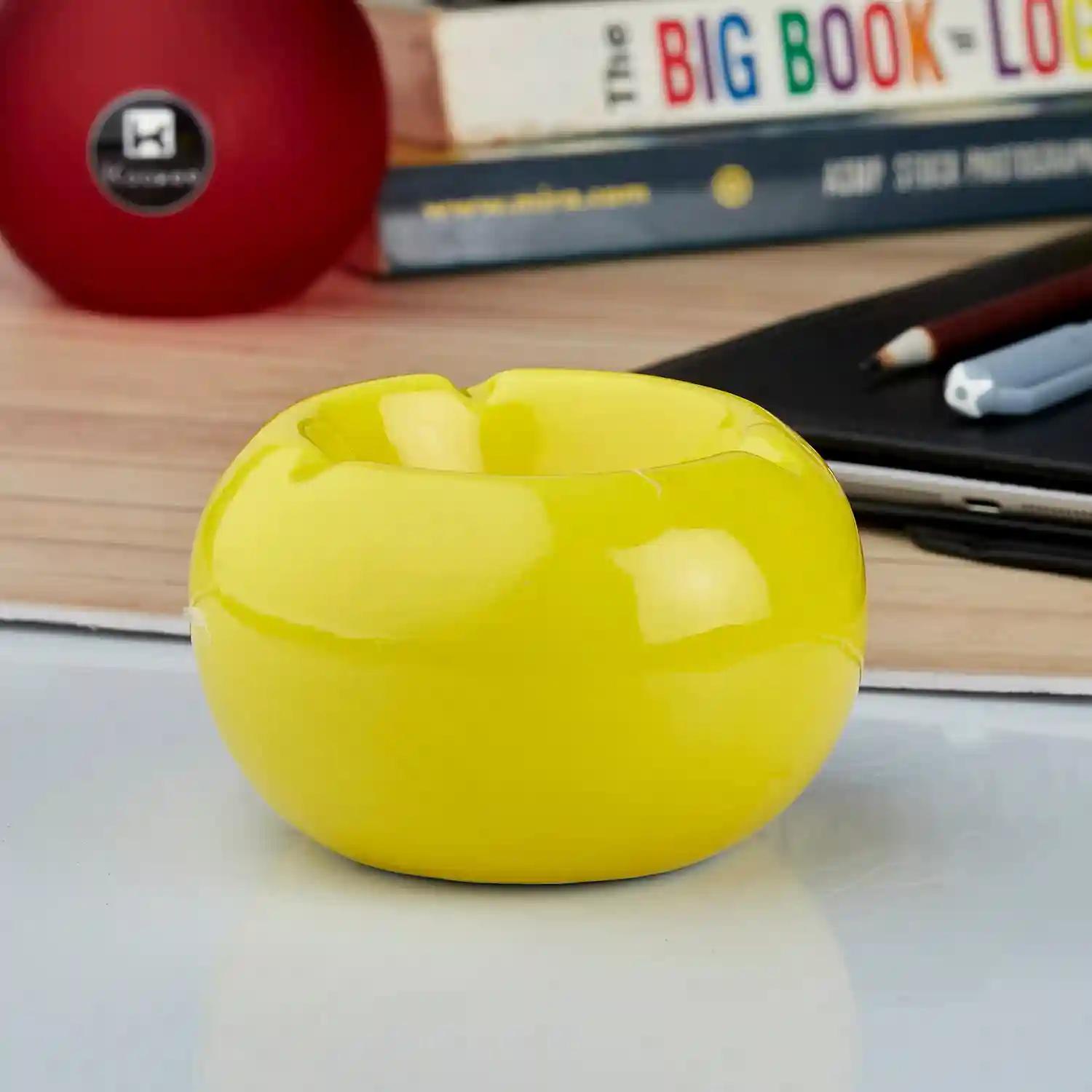 Kookee Groovy Ceramic Ashtray - Unique and Colorful Smoking Accessory with Retro Vibes - Funky Decor for Smokers and Collectors, Yellow (10778)