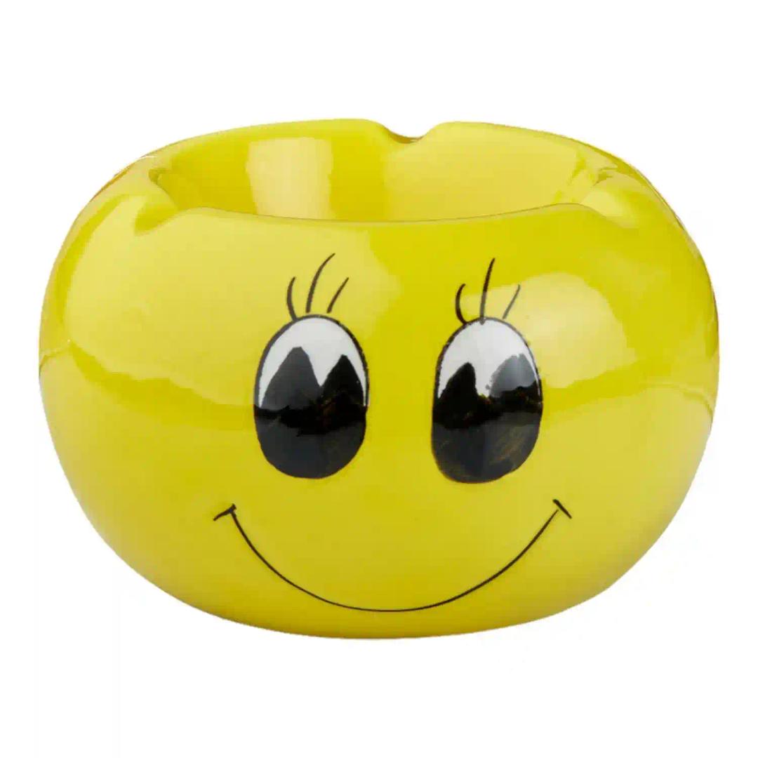 Kookee Groovy Ceramic Ashtray - Unique and Colorful Smoking Accessory with Retro Vibes - Funky Decor for Smokers and Collectors, Yellow (10778)