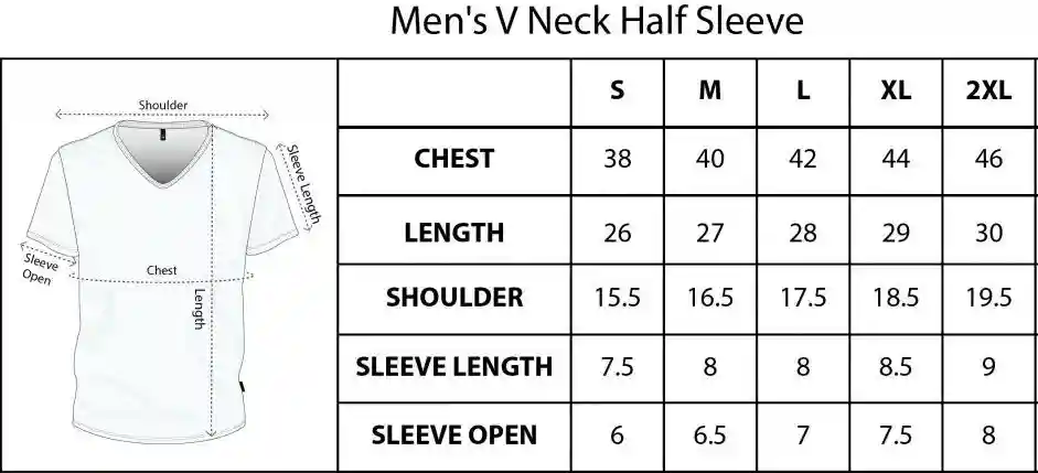 V-Neck Cotton T-shirt for Men - Black (Small)
