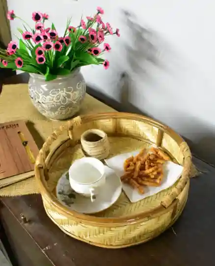 Cane Wood Round Basket