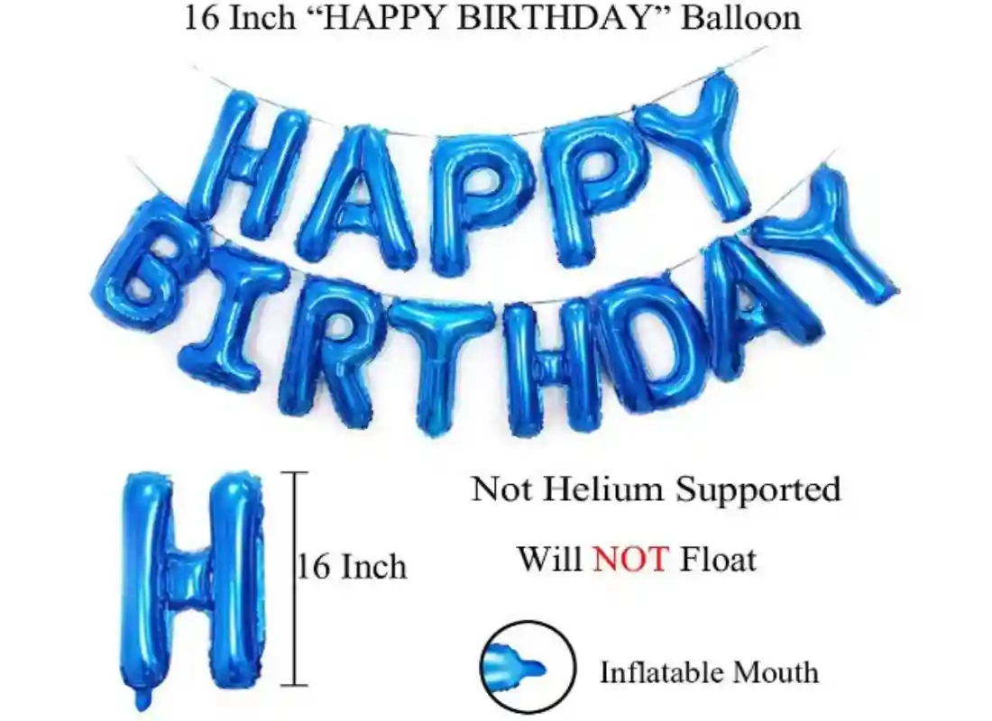TrendzyKart 3rd Happy Birthday Decoration Combo With Foil And Star Balloons (Blue, Silver)