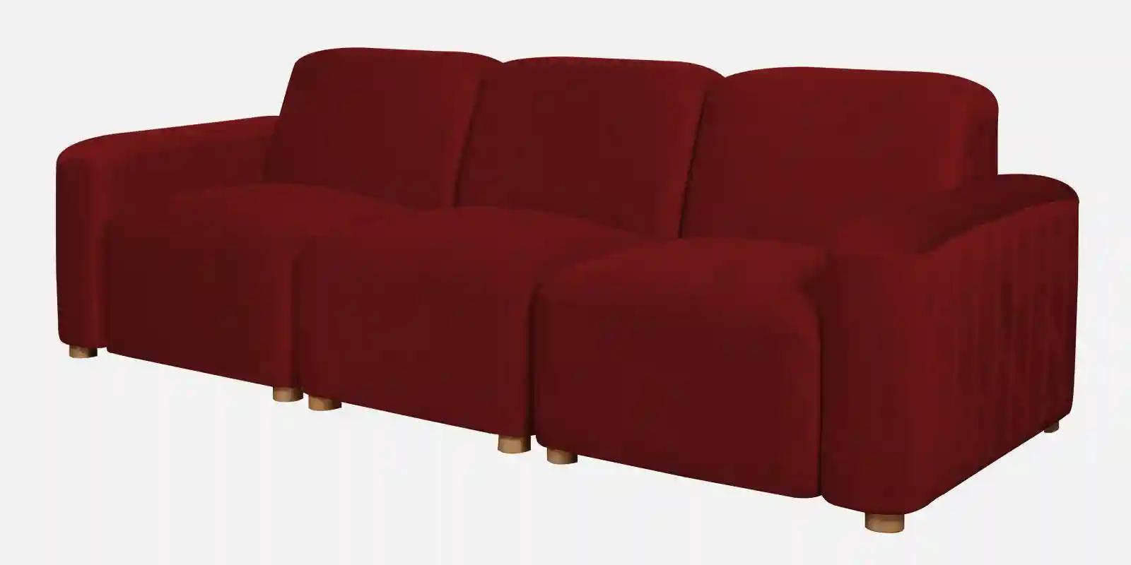 Pine Wood Polyester Fabric Wine Red 3 -Seater Sofa
