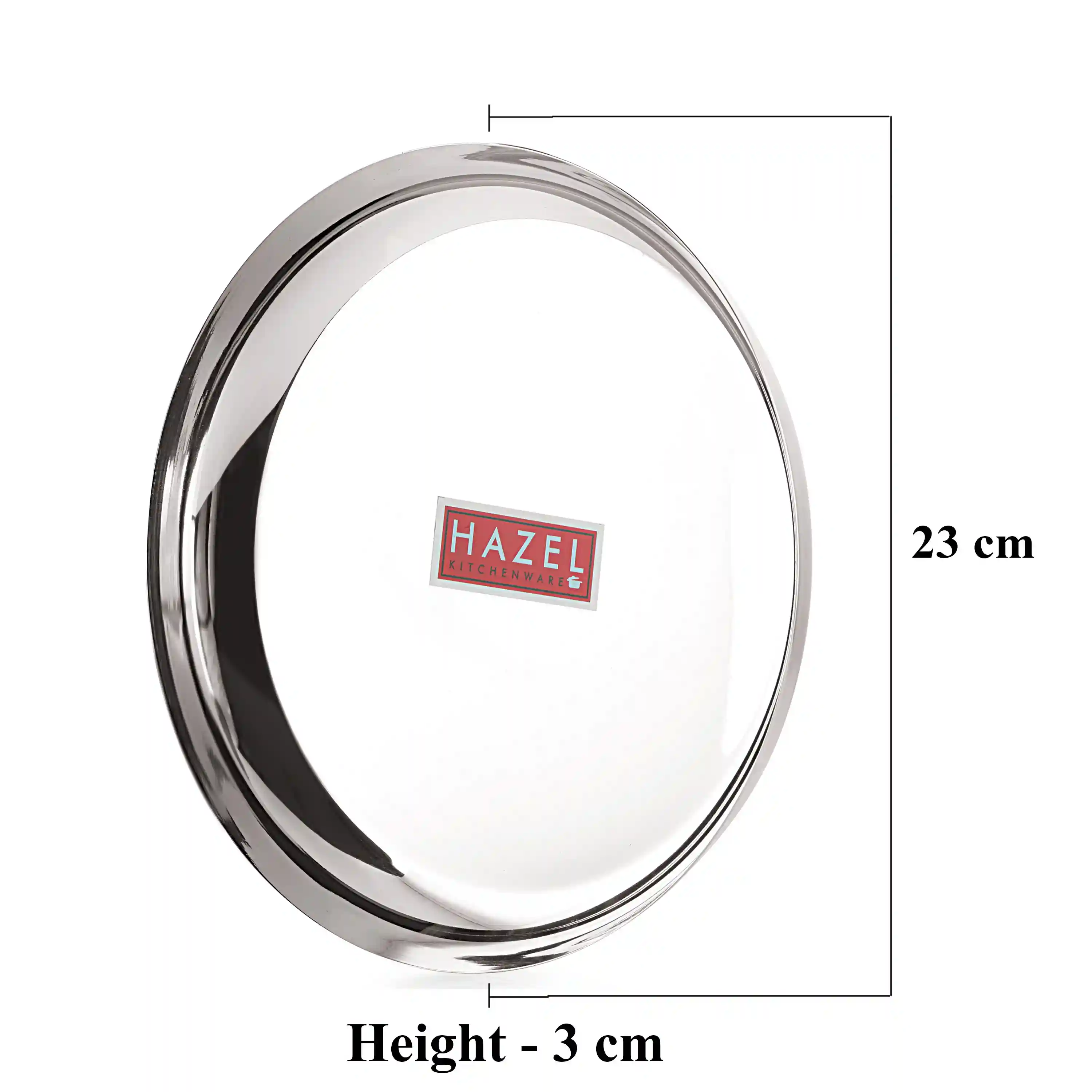HAZEL Steel Plates for Lunch |Plates Set Steel for Dinner | Steel Dinner Plates Set, 23 cm