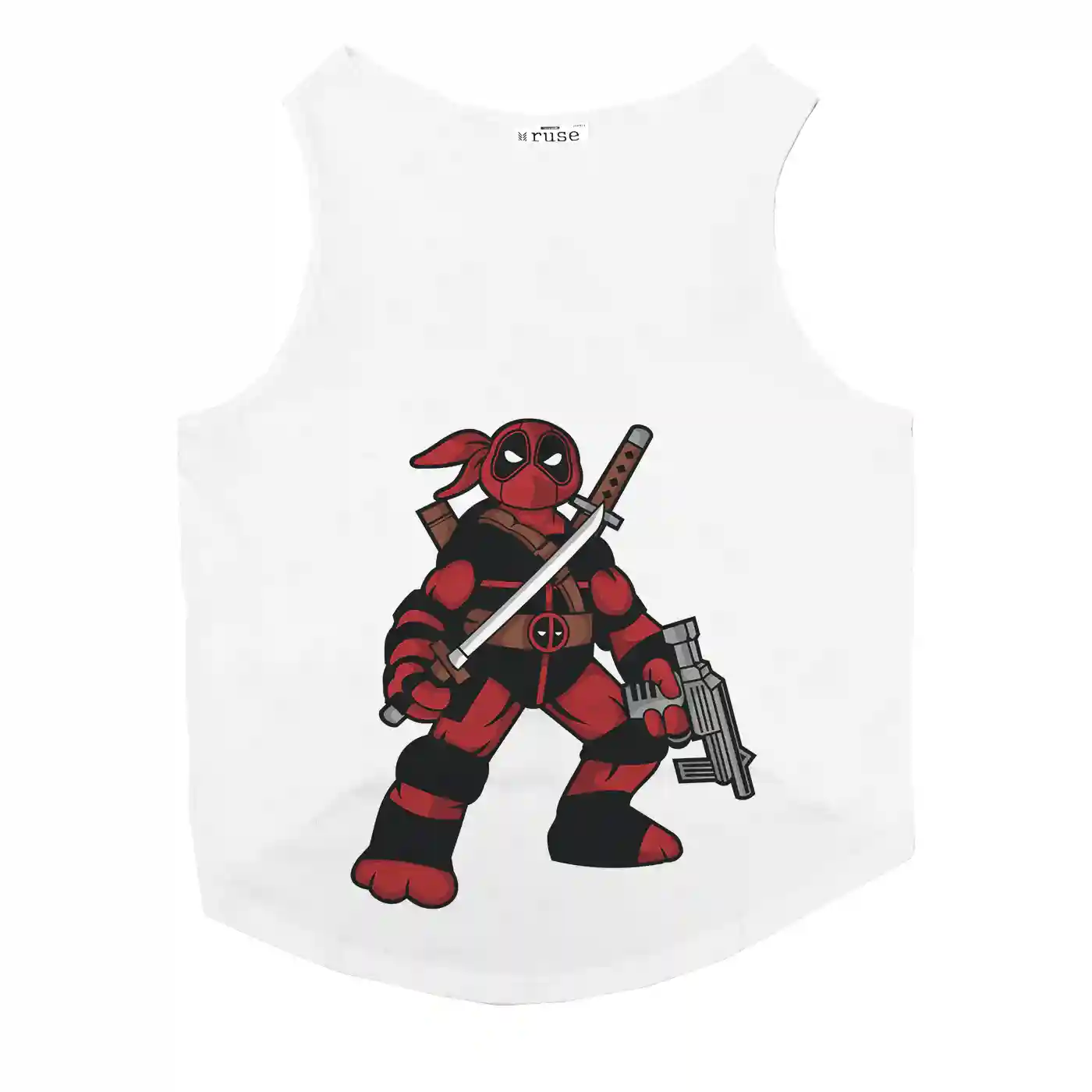 Ruse Ninja Pool Printed Dog Round Neck Vest Tank Tees Gift For Dogs - White