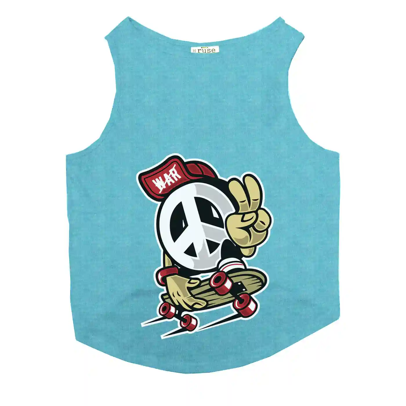 Ruse Peace Too Printed Round Neck Vest Tank Tees Gift For Dogs - Steel Blue