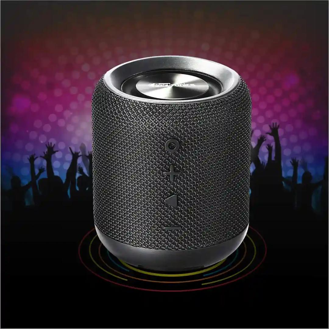 Portronics SoundDrum 10W Portable Bluetooth Stereo Speaker with Powerful Bass, Aux 3.5 mm, In-Built Mic, FM Radio, 6-7 Hrs Playtime(Black)