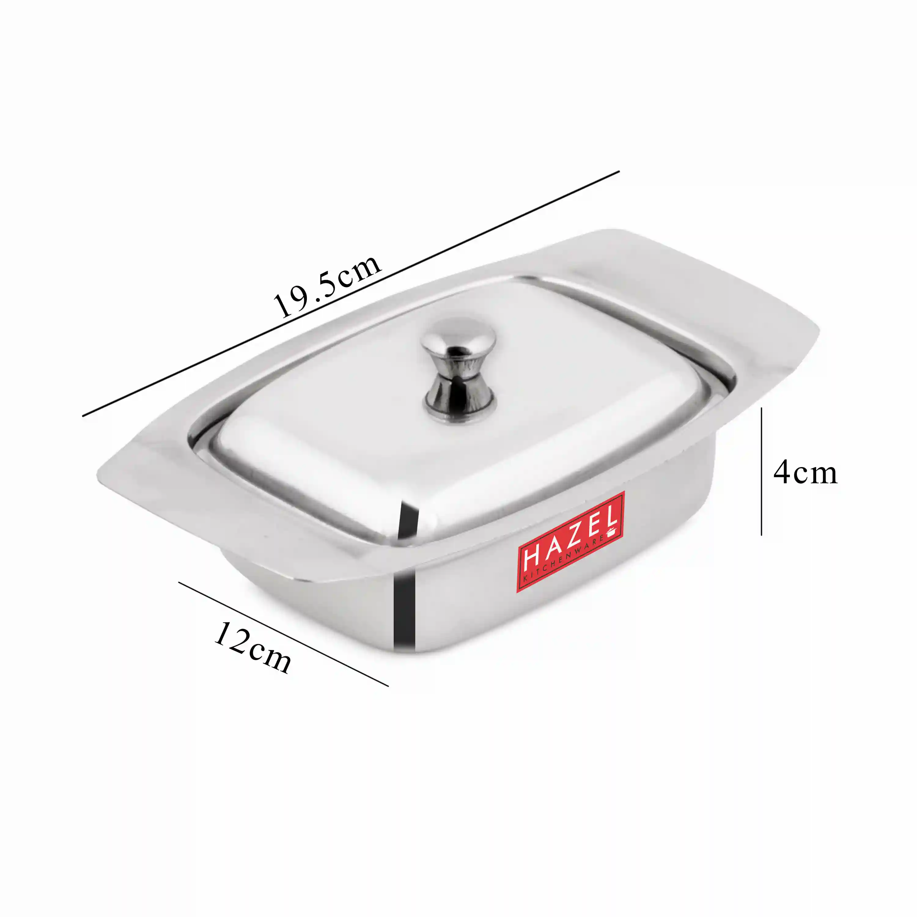 HAZEL Stainless Steel Butter Box with Lid | Butter Dish with Cover | Butter Storage Box for Storing Butter