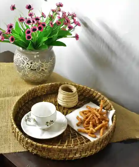 Cane Round Serving Trays