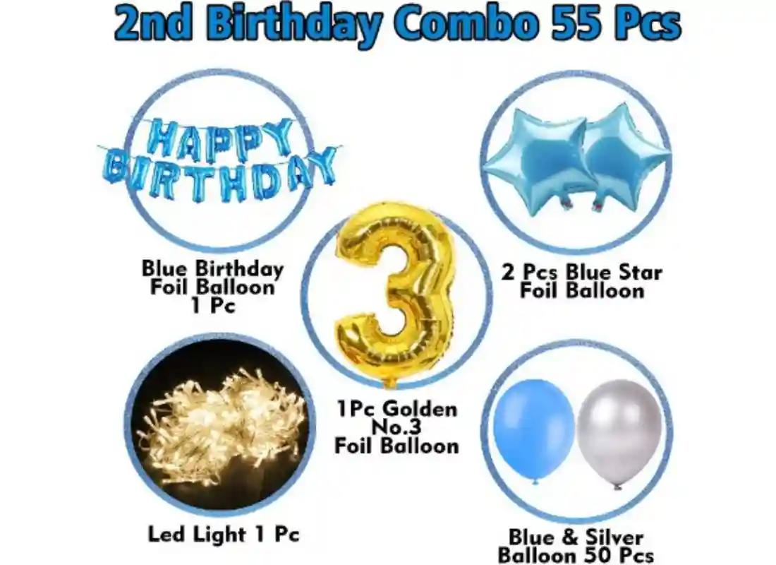 TrendzyKart 3rd Birthday Decoration Items For Boys With Fairy Lights (Multicolor)