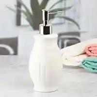 Kookee Ceramic Soap Dispenser for Bathroom handwash, refillable pump bottle for Kitchen hand wash basin, Set of 2 - White (8004)