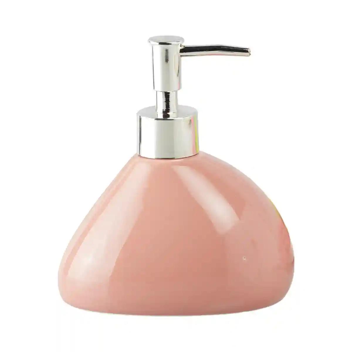 Kookee Ceramic Soap Dispenser for Bathroom handwash, refillable pump bottle for Kitchen hand wash basin, Set of 2 - Pink (7967)