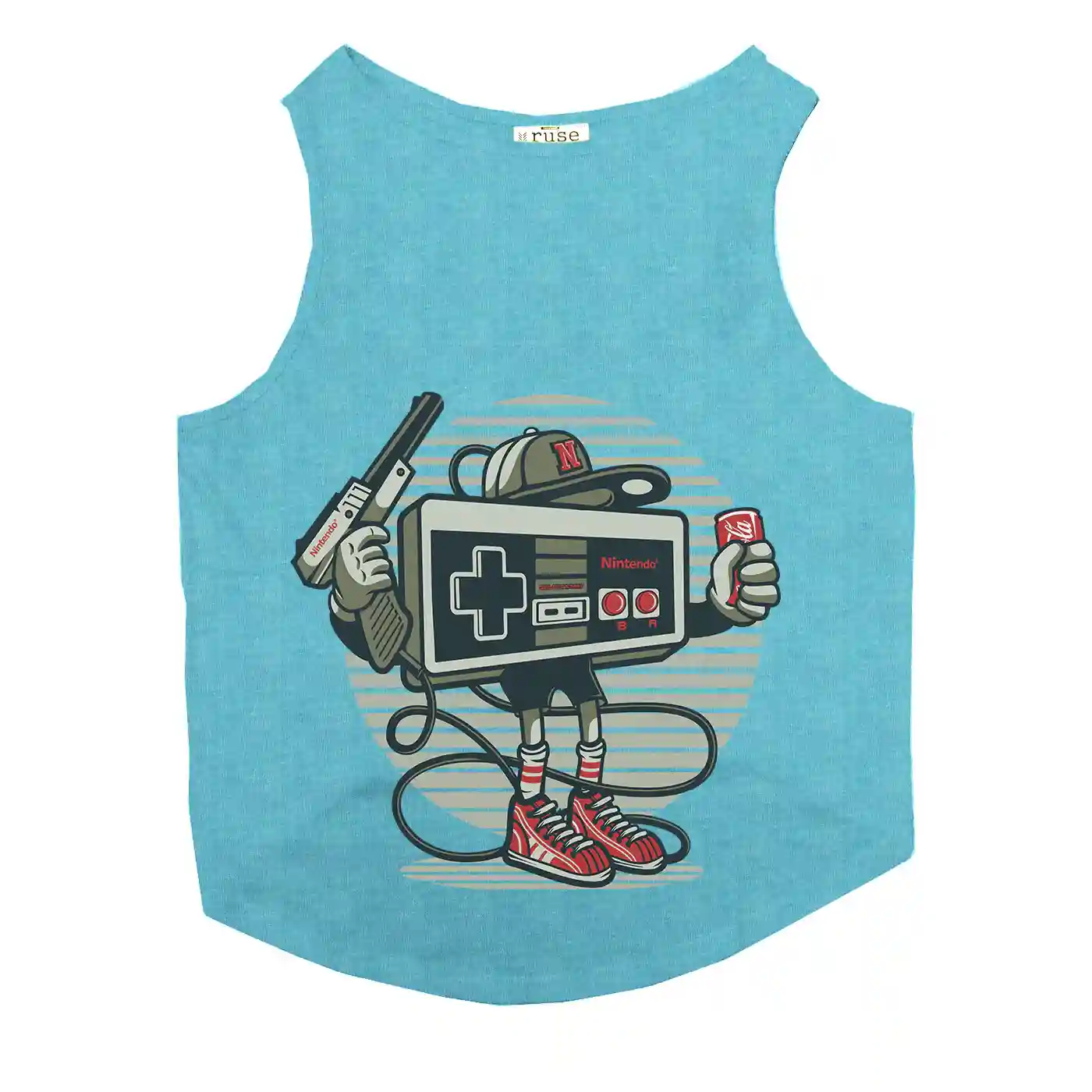 Ruse Let's Play Too Printed Dog Round Neck Vest Tank Tees For Dogs - Steel Blue