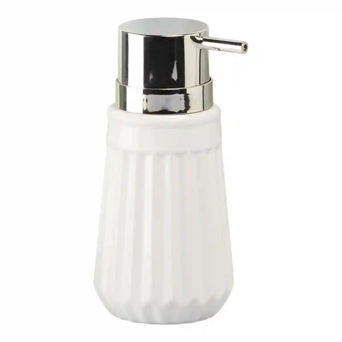 Kookee Ceramic Soap Dispenser for Bathroom handwash, refillable pump bottle for Kitchen hand wash basin, Set of 1 - White (6084)