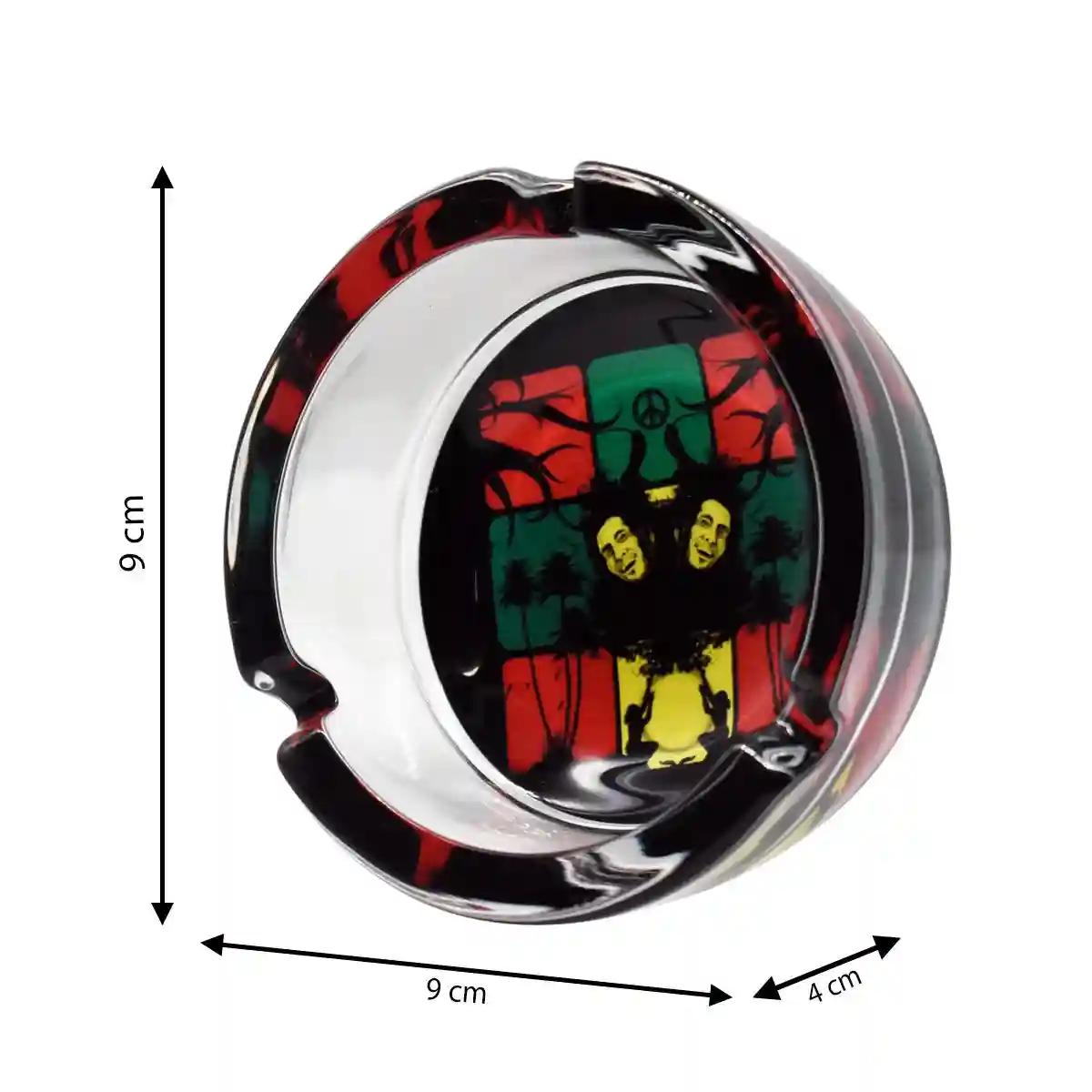 Kookee Glass Ashtray for Outdoor Indoor Transparent Modern Home Decor Tabletop Ashtray for Smokers, Round, Tree Print (Diameter: 8.5cm)