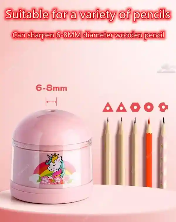 ELECART Unicorn Electric Pencil Sharpener Automatic Battery Operated Compact Colored Desktop Pencil Sharpener for 6-8mm Pencils