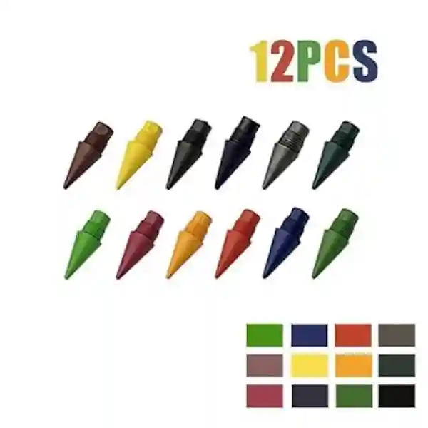 Kunya Inkless Color Pencil Set Kawaii Writing Pen Shape Endless Graphite Nib Pencil For Art School Color Painting Sketch Reusable with Eraser - 12 Pcs