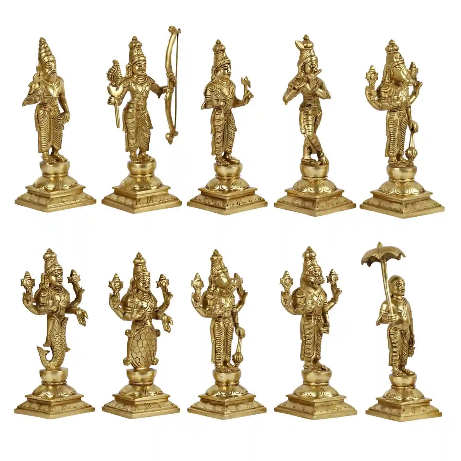 ARTVARKO Brass Dashavatara Dasavatharam Of Lord Vishnu Statues Ten ...