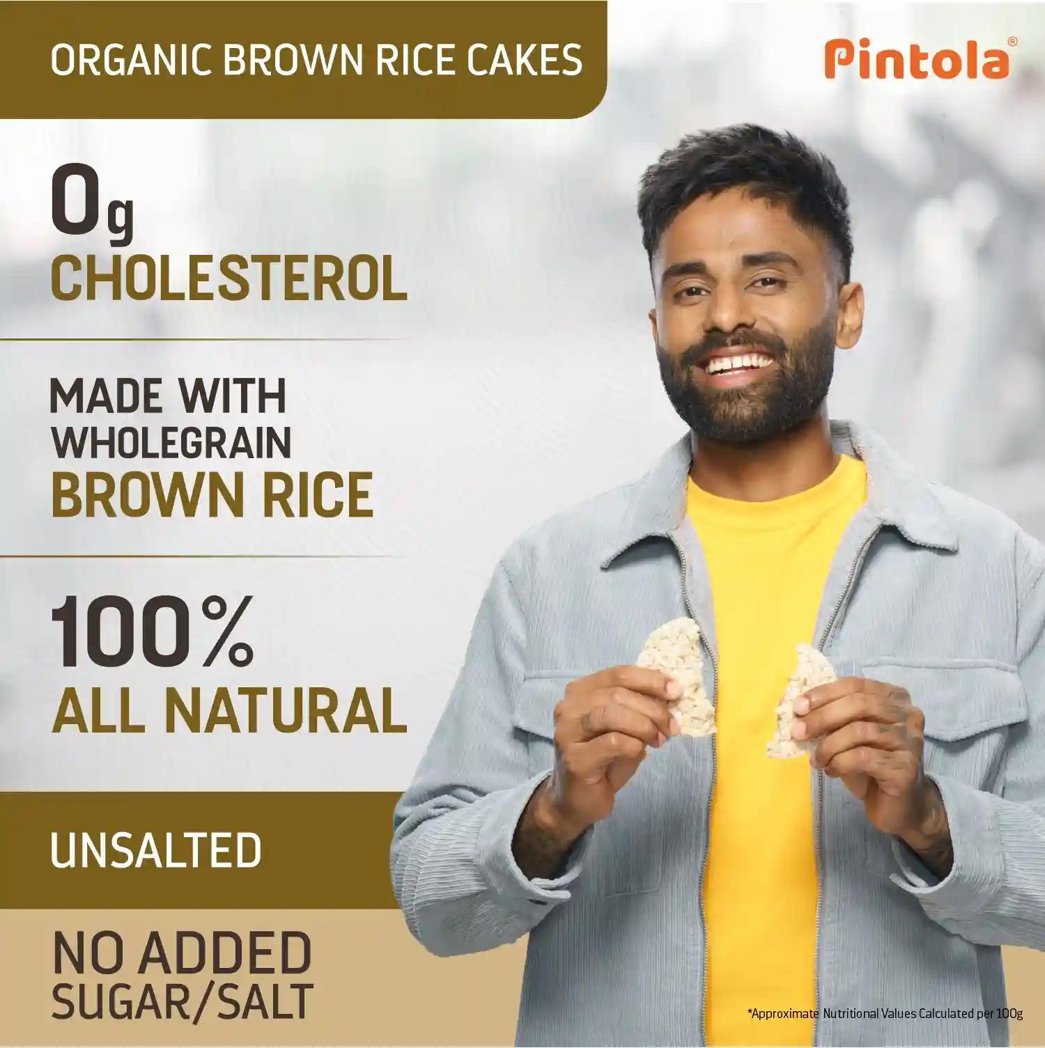 Pintola Organic Whole Grain Brown Rice Cakes - All Natural (Unsalted, Pack of 1) (130g )