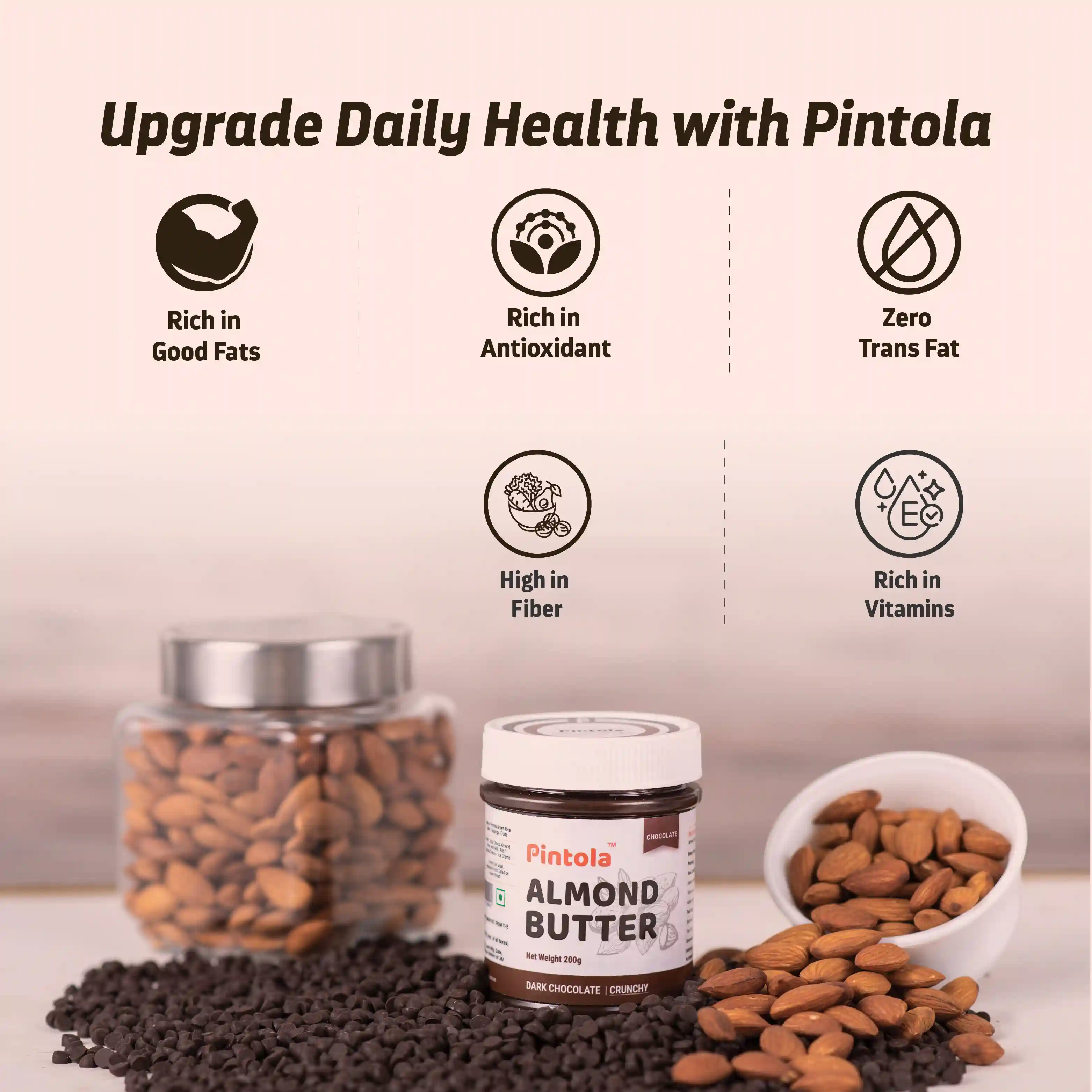 Pintola Almond Butter Dark Chocolate Crunchy 350g