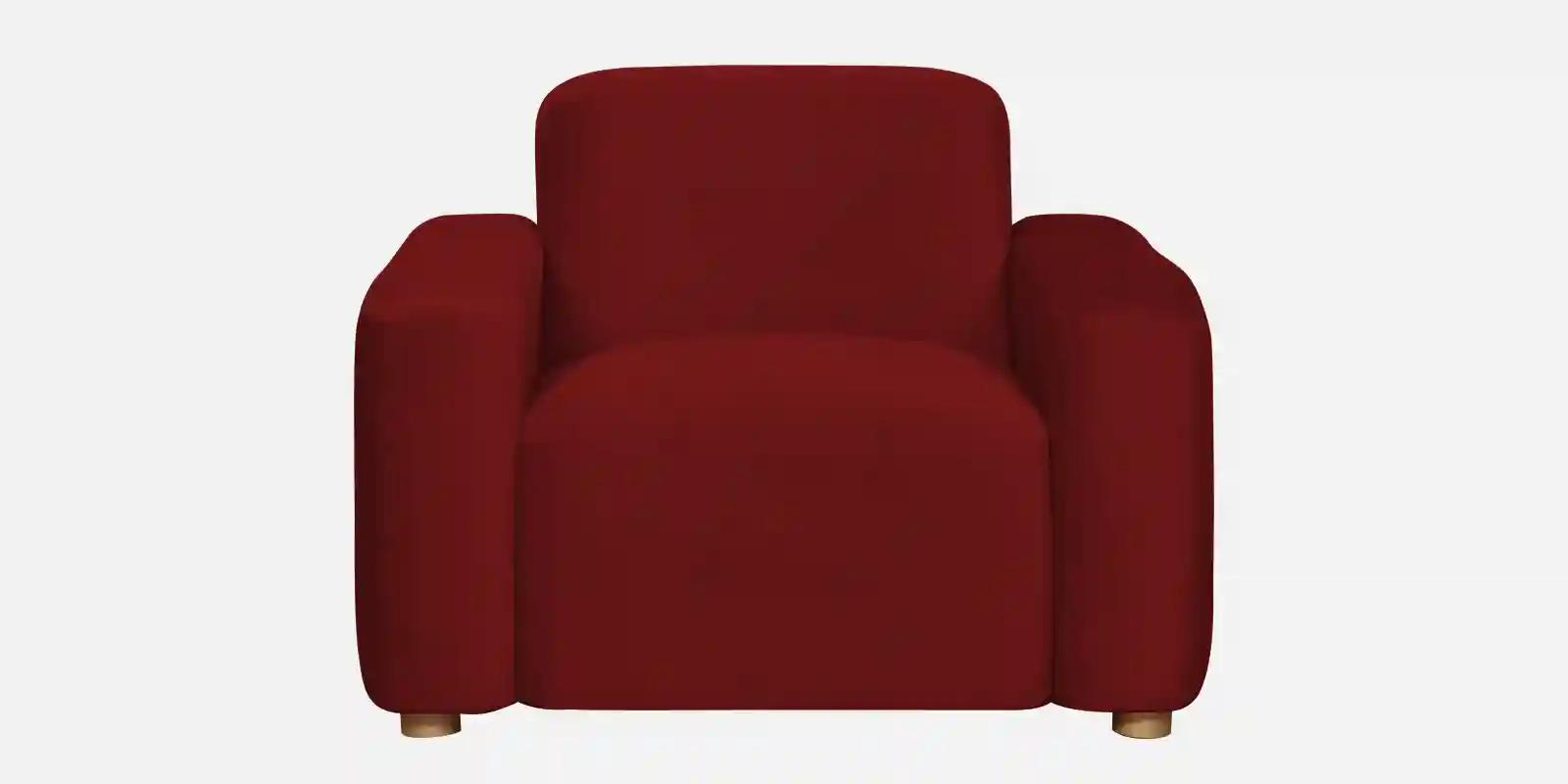 Pine Wood Polyester Fabric Wine Red 1-Seater Sofa