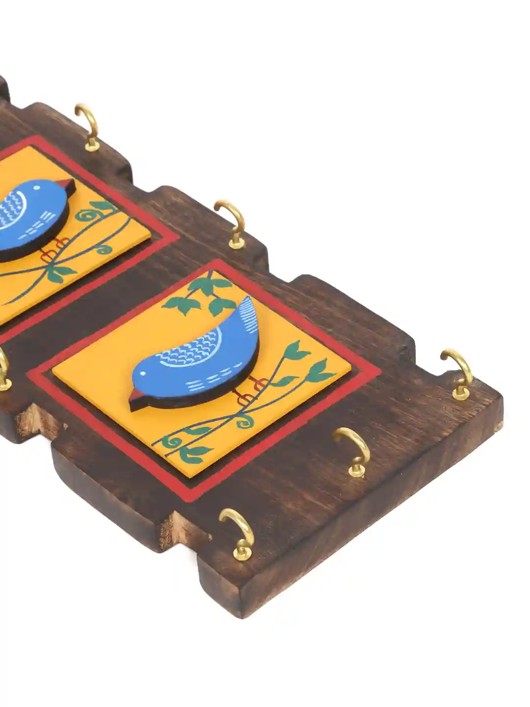 Shilpkara Love Birds Handpainted Wooden Key Holder for Wall
