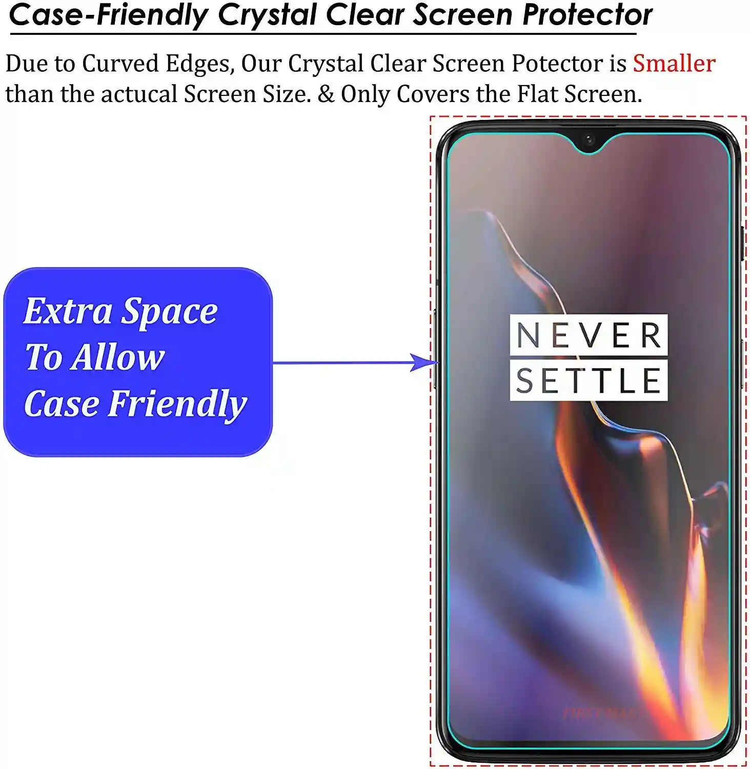 FIRST MART Screen Protector For Oneplus 6T / Oneplus 7 | Crystal Clear Tempered Glass Full Flat Screen Coverage for Oneplus 6T with Easy Installation Kit