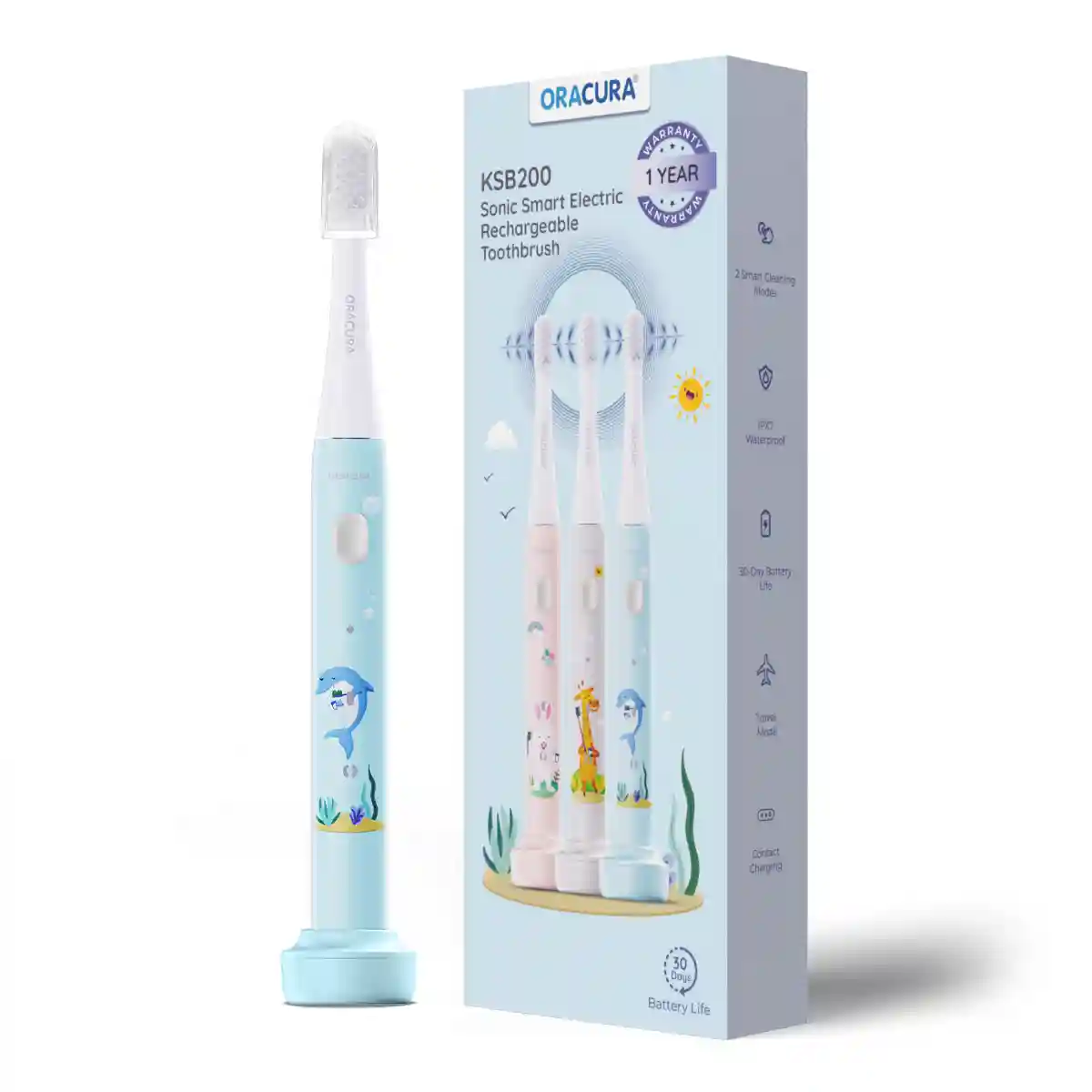 ORACURA KSB 200 Kids Sonic Electric Rechargeable Toothbrush - Blue