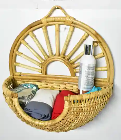 Cane Crafted Rising Sun Basket for Extra Storage