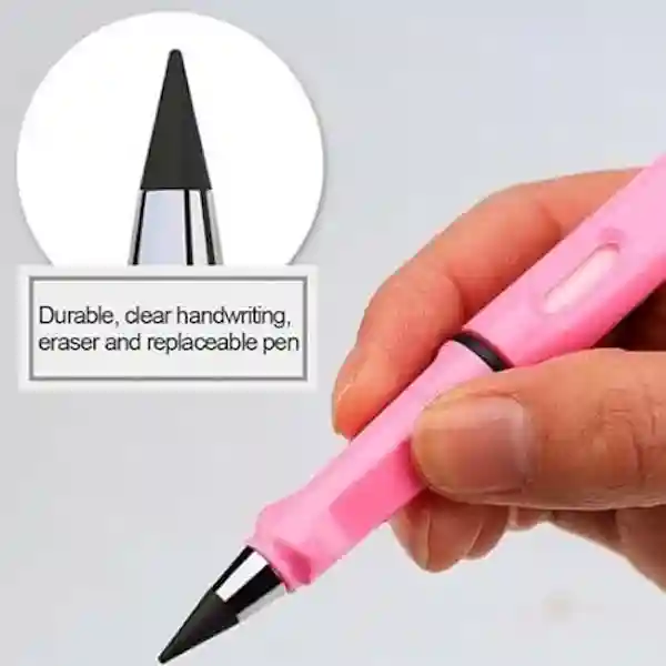 Kunya Portable Reusable Erasable Writing Pencil, Infinity Pencil with Eraser, Inkless Magic Pencils Eternal Metal Writing Pencils - 4Pcs