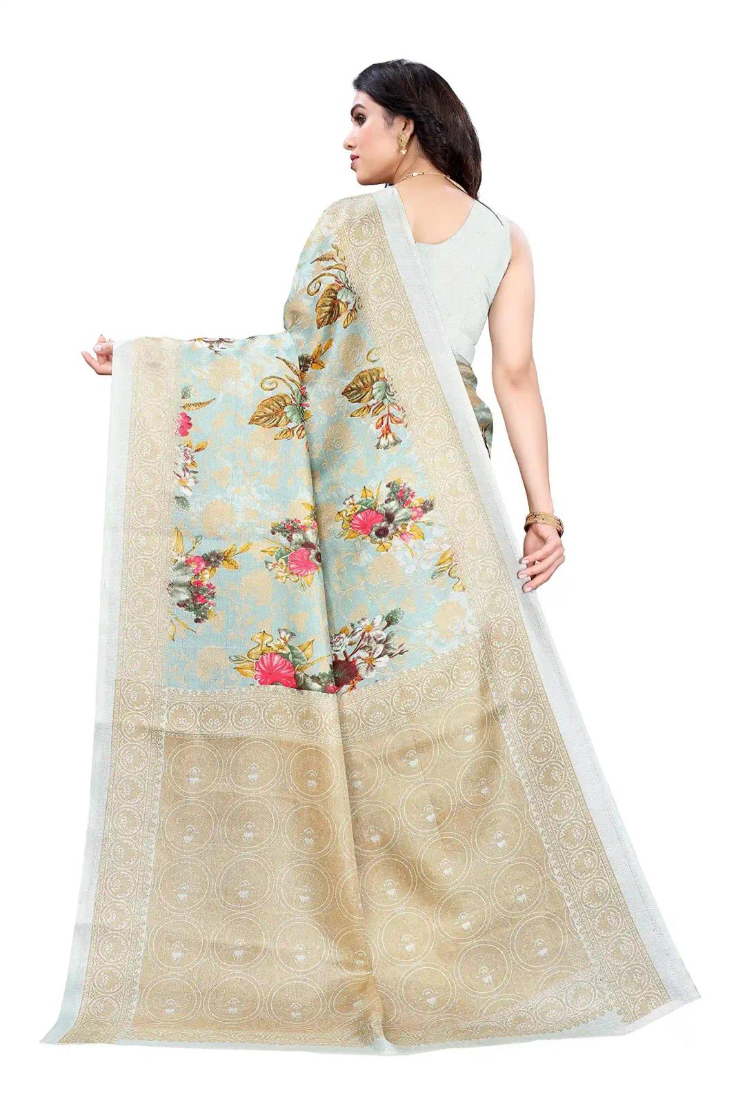 Yashika Women's Art Silk Printed Saree With Blouse Piece