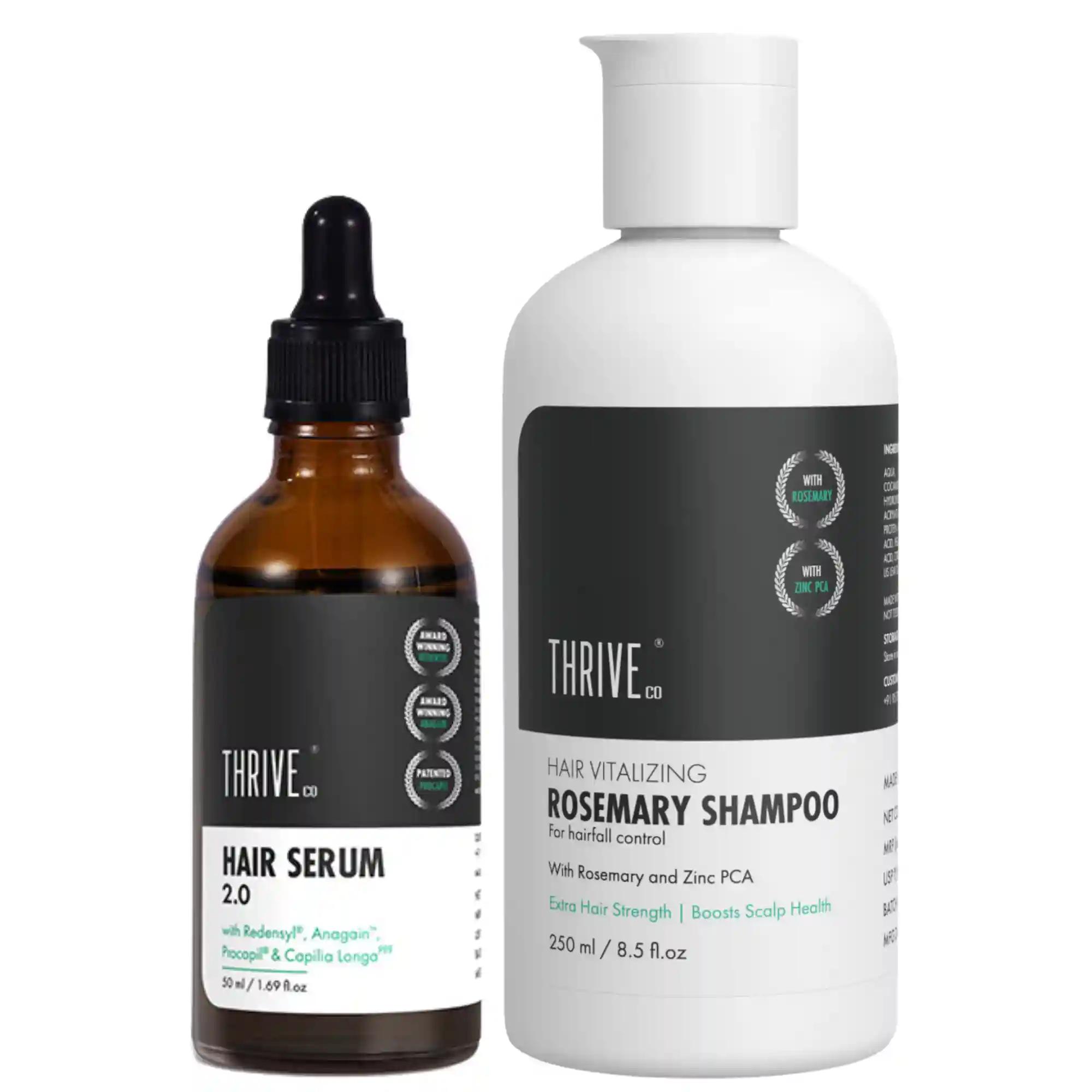 ThriveCo Restorative Hair Growth Kit: Hair Growth Serum 2.0 & Hair Vitalizing Rosemary Shampoo