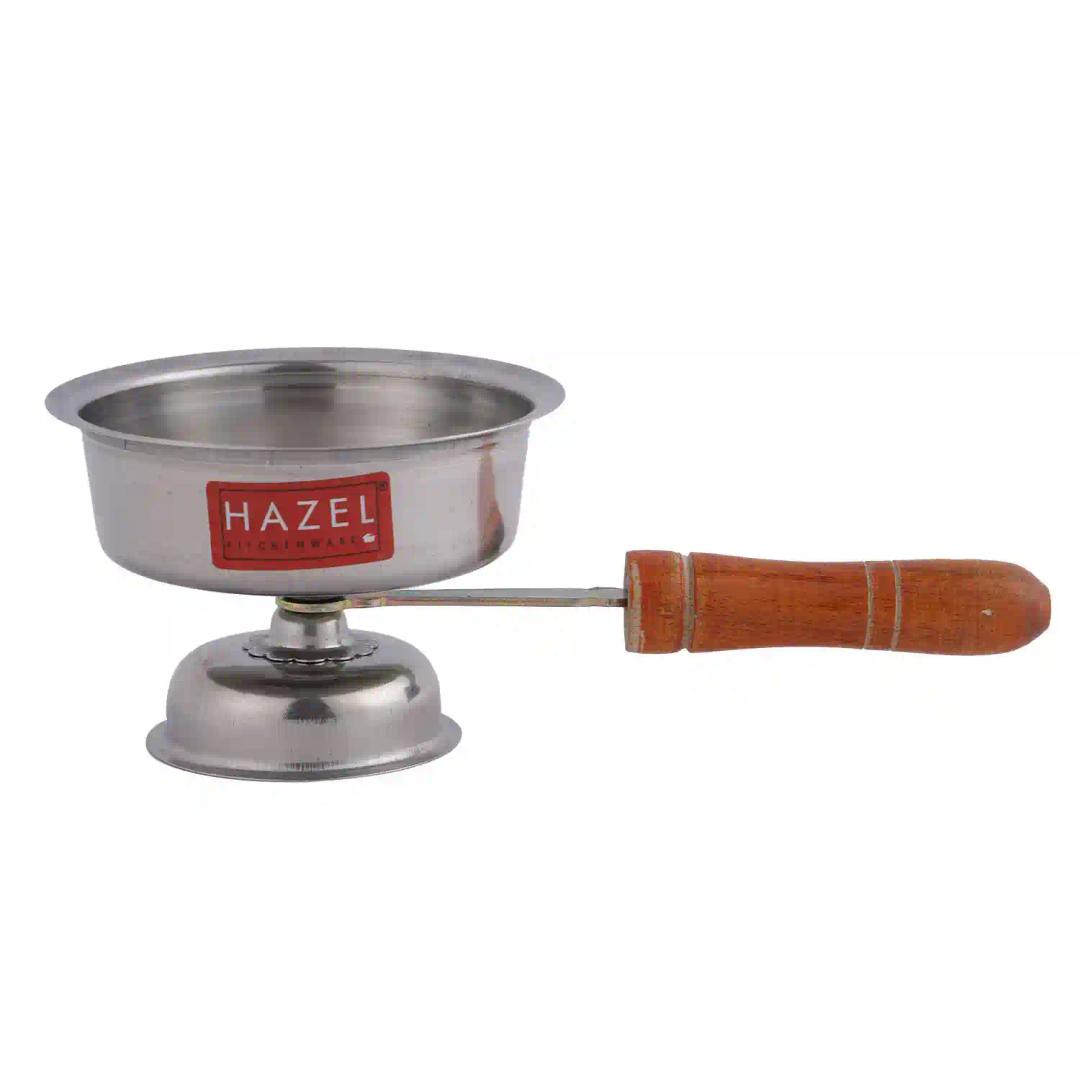 HAZEL Dhoop Dani with Handle | Stainless Steel Dhup Dani for Puja | Camphor Diffuser Burner Kapur Dani for Pooja | Incense Loban Dhoop Burner (11 x 6.5 cm)