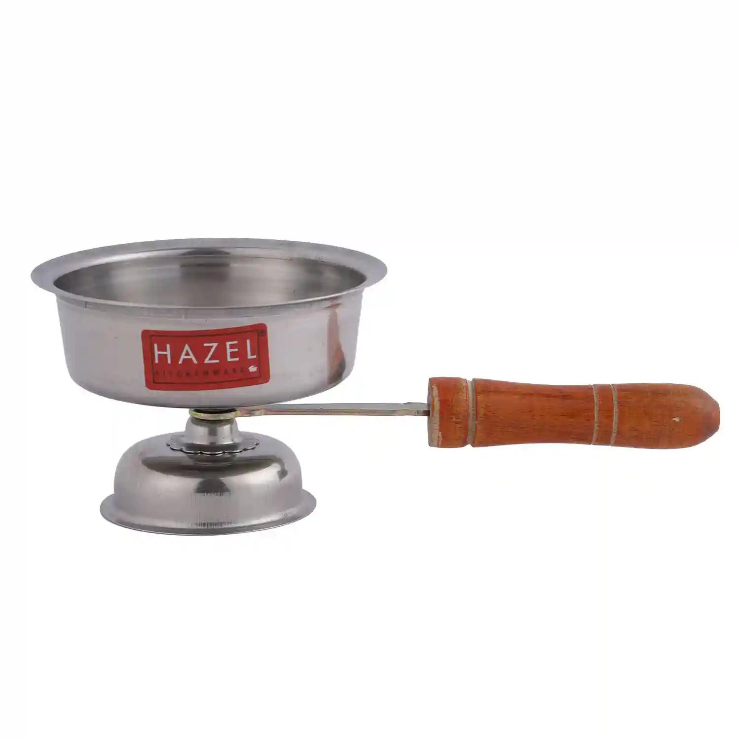 HAZEL Dhoop Dani with Handle | Stainless Steel Dhup Dani for Puja | Camphor Diffuser Burner Kapur Dani for Pooja | Incense Loban Dhoop Burner (11 x 6.5 cm)